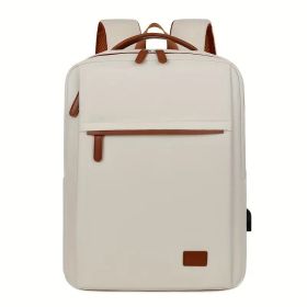 Backpack Oxford Cloth Business Computer Bag With Large Capacity, Strong And Wearable Student School Bag, Solid Color And Versatile Travel Backpac (Option: Offwhite)