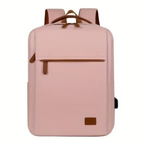 Backpack Oxford Cloth Business Computer Bag With Large Capacity, Strong And Wearable Student School Bag, Solid Color And Versatile Travel Backpac (Option: Pink)