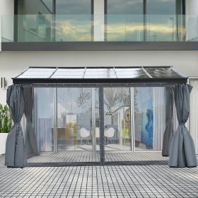 10' x 13' Outdoor Patio Gazebo with Sloping Polycarbonate Roof (Option: Gray-2500x430x240 mm)