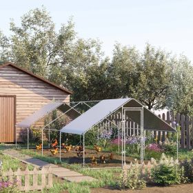 Chicken Run 9.8' x 26.2' x 6.6' with Waterproof and Anti-UV Cover for Outdoor and Yard Farm Use (Option: Silver-1980x280x160 mm)