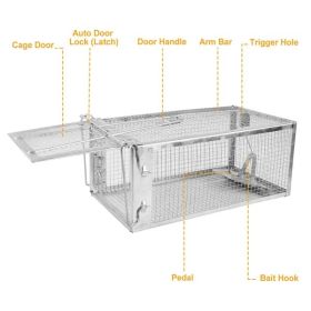 2 Pack Rat Trap Cage Humane Live Rodent Trap Cage Galvanized Iron Mice Mouse Control Bait Catch With Detachable U Shaped Rod (Option: Silver)