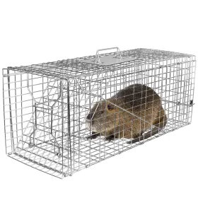 Humane Cat Trap Cage Catch Release Live Animal Rodent Cage Collapsible Galvanized Wire For Raccoons Beavers Groundhogs Foxes Armadillos (Option: Cage)