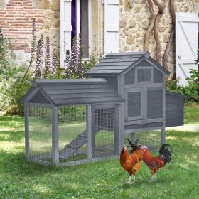 59" Small Chicken coop Hen House Poultry Cage for Outdoor Backyard with 2 Doors (Option: Grey-920x565x270 mm)