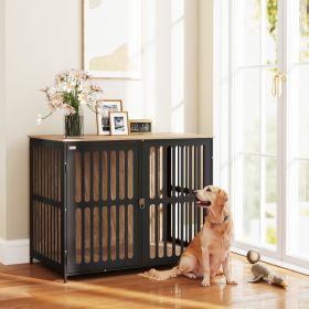 39" Dog Crate Furniture w/ Anti-Chew Resistant Anti-Escape Single Door (Option: Walnut-1150x910x140 mm)