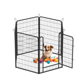 6 Panels Heavy Duty Metal Playpen With Door 39.37 H Dog Fence Pet Exercise Pen For Outdoor, Indoor (Option: Black)