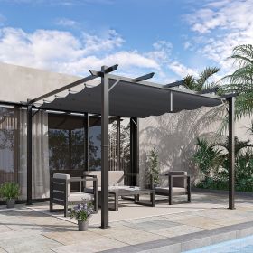 10' x 10' Outdoor Pergola Gazebo w/ Retractable Canopy for Patio (Option: Dark Gray-1700x415x180 mm)