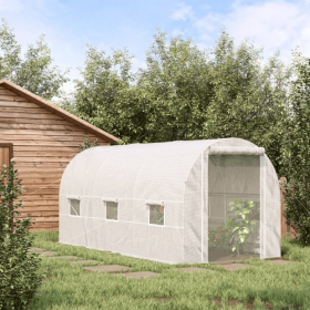 Outsunny 15 X 7 X 7 Walk-In Tunnel Greenhouse, Large Garden Hot House Kit With 6 Roll-up Windows & Roll Up Door, Steel Frame, White (Option: White)