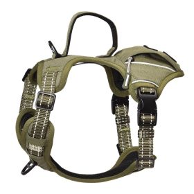 PETMARVEL High-Perfomance Tactical Dog Harness With Poop Bag Holder, No Pull Front Clip & Metal Buckles, Brown S (Option: Army Green-Large)