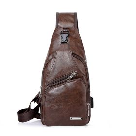 Casual Fashion Men's USB Charging Chest Bag (Option: Coffee)