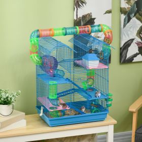 18.5" 5 Tier Hamster Cage with Tubes and Tunnels (Option: Sky Blue-550x480x180 mm)