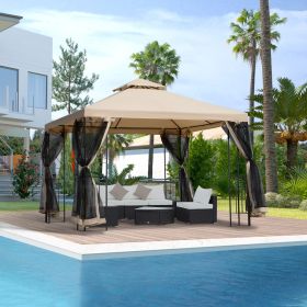 10' x 10' Patio Gazebo with Corner Frame Shelves (Option: Mixed-brown-970x440x380 mm)
