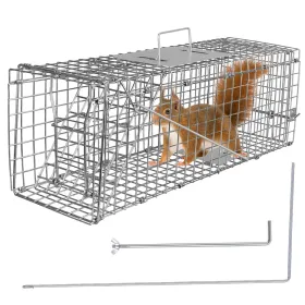 Humane Cat Trap Cage Catch Release Live Animal Rodent Cage Collapsible Galvanized Wire For Small Raccoons Beavers Groundhogs Foxes Armadillos (Option: Cage)