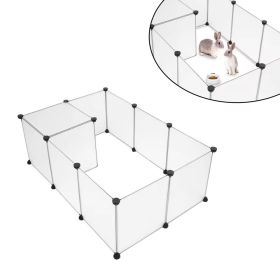Pet Playpen,Kennel Crate Fence Tent Portable Large Plastic Play Yard Fence For Small Animals, Puppy,12 Pcs White Panels (Option: White)