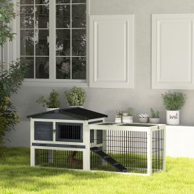 2 Level 59" Outdoor Rabbit Hutch with Openable Top (Option: Dark Gray-840x580x330 mm)