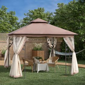 10' x 10' Patio Gazebo (Option: Black and Brown-1990x440x185 mm)