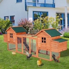 124" Dual Chicken Coop Large Chicken House Rabbit Hutch Hen Poultry Cage Backyard with Outdoor Ramps and Nesting Boxes (Option: Natural Wood 2-1130x610x240 mm)