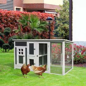 32" Luxury Large Outdoor Open Covered Chicken Coop House with Run and Nesting Box and (Option: Gray, White-10x10x10 mm)